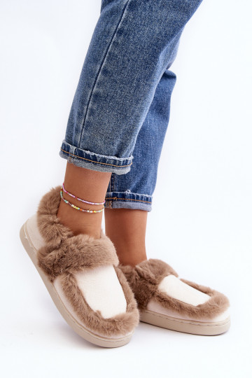 Hausschuhe mit Fell beige Sailey