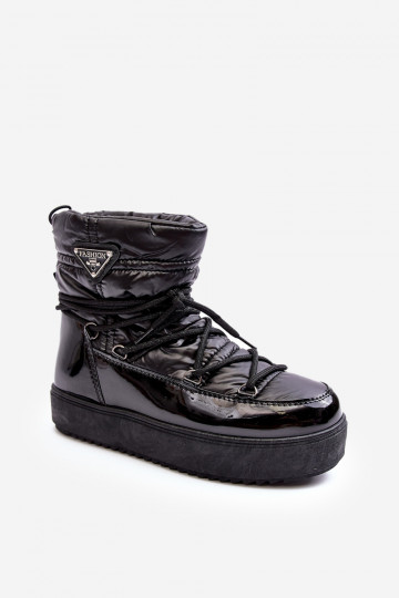 Schneestiefel mit Plateau und stylischen Details in schwarzem Fleure