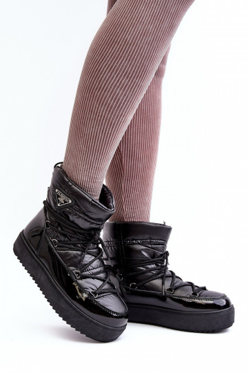Schneestiefel mit Plateau und stylischen Details in schwarzem Fleure 2