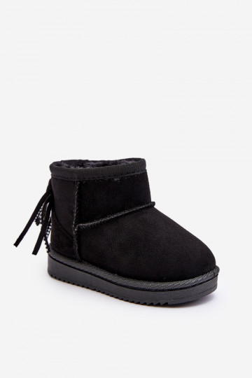 Warme Kinder-Winterstiefel mit Fransen in der Farbe Schwarz Mikyla