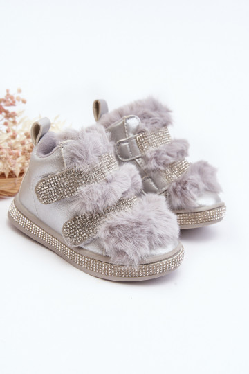 Kinder-Schneestiefel, warm, silberfarben, Leela 2