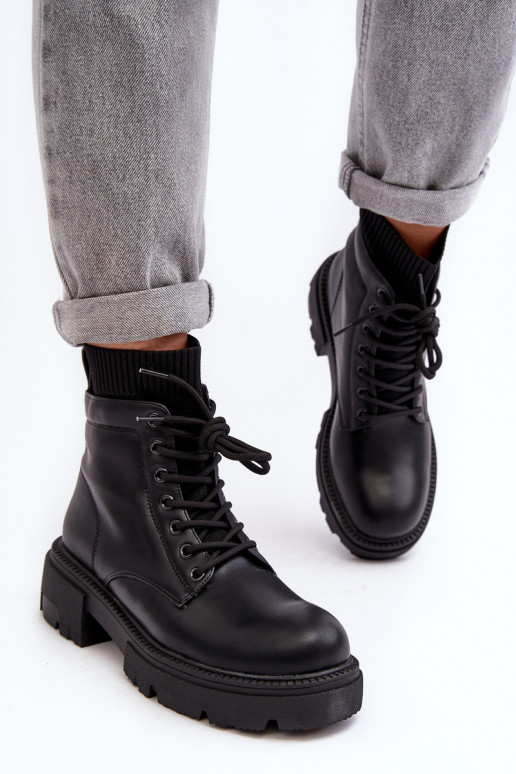 Schuhe Damenstiefel mit sockenartiger Sohle in der Farbe Schwarz Rivella