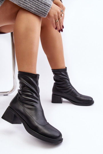 Aphroteia schwarze Damenstiefel mit niedrigem Absatz 2