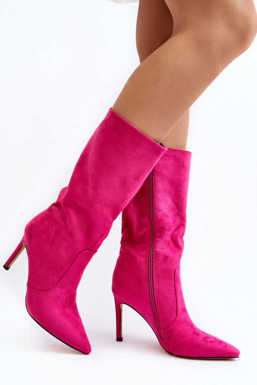 Lange Stiefel mit dünnem Absatz in rosa Farbe Odetteia Lange Stiefel mit dünnem Absatz in rosa Farbe Odetteia