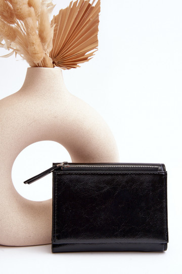 Damenbrieftasche aus Öko-Leder, schwarze Farbe Joanela 2