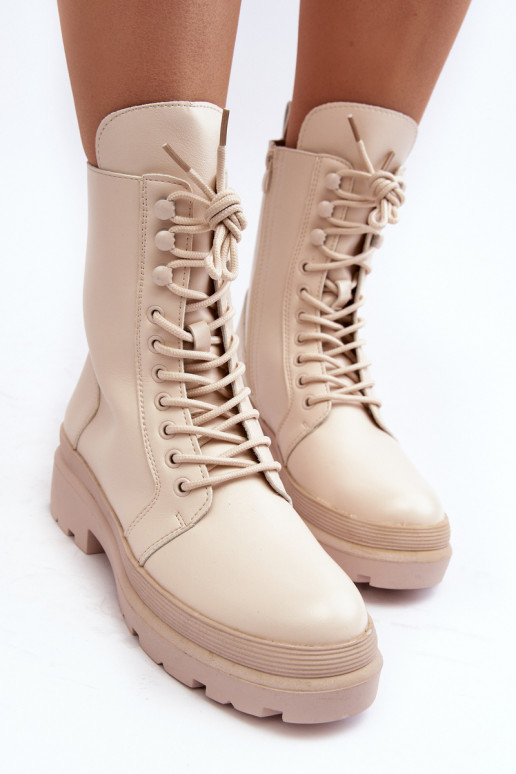 Stiefel aus elfenbeinfarbenem Öko-Leder Irande Stiefel aus elfenbeinfarbenem Öko-Leder Irande