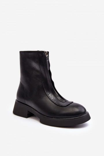 Stiefel mit breiten Absätzen und Reißverschlüssen in der Farbe Schwarz von Elkasa
