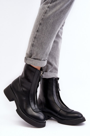 Stiefel mit breiten Absätzen und Reißverschlüssen in der Farbe Schwarz von Elkasa 2