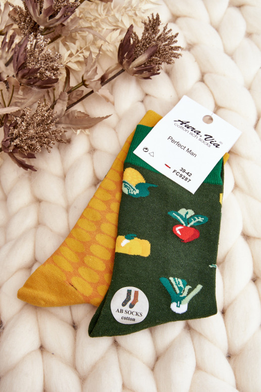 Socken ein Paar verschiedene Designs Arzywa grün-gelbe Farbe