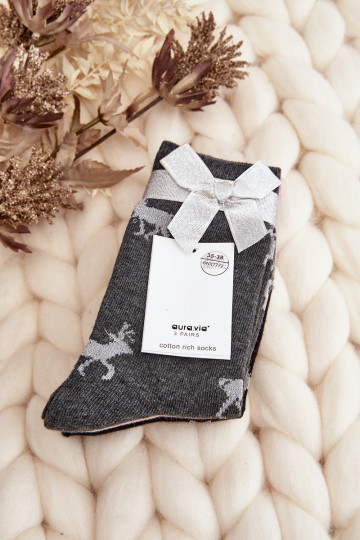 Weihnachtssocken 3er-Pack grau-rosa