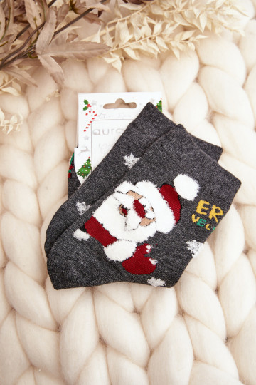 Socken mit Weihnachtsmann-Grau 2