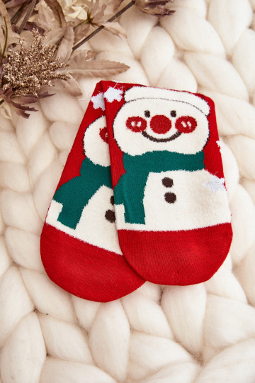 Rote Weihnachtssocken mit Schneemännern 2