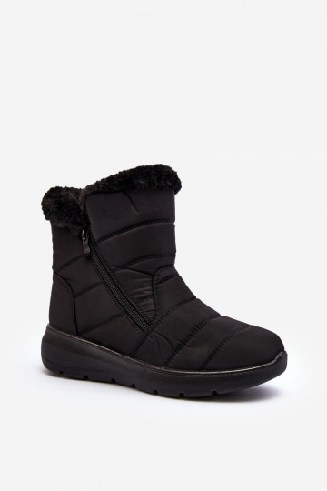 Schneestiefel mit Reißverschluss und Fell in Schwarz von Zeuna