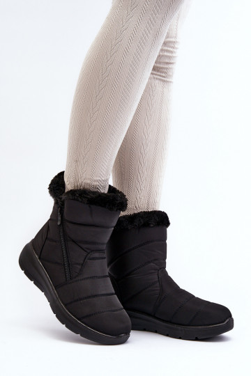 Schneestiefel mit Reißverschluss und Fell in Schwarz von Zeuna 2