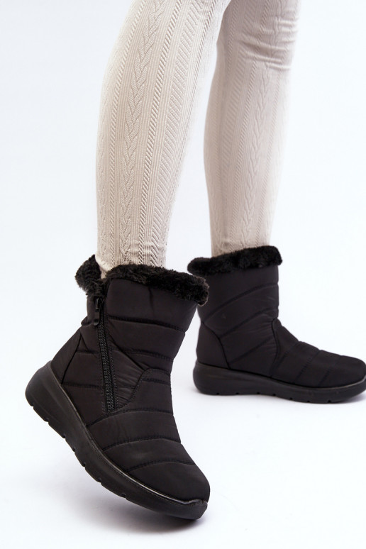 Schneestiefel mit Reißverschluss und Fell in Schwarz von Zeuna