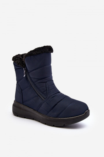 Schneestiefel mit Reißverschluss und Fell in dunkelblau von Zeuna