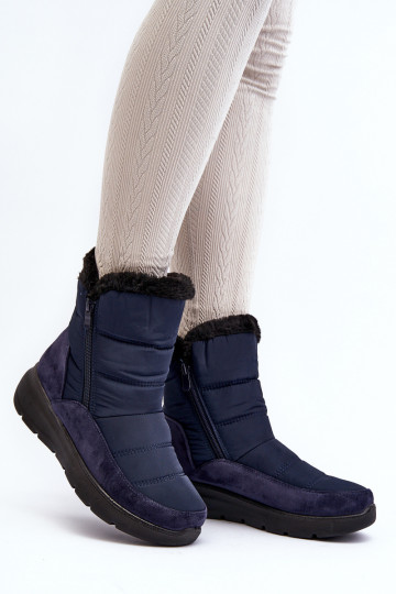 Schneestiefel mit Fell in dunkelblau Primose 2