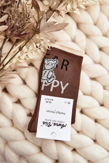 Socken mit der Aufschrift I m brown