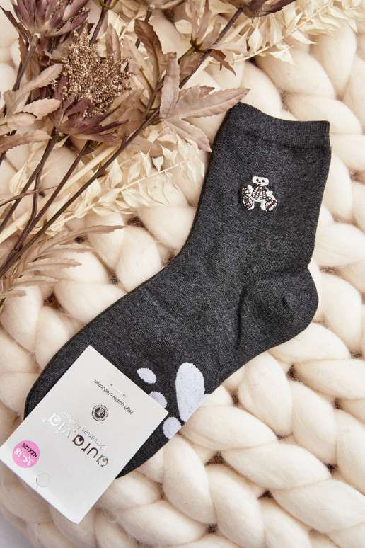 Baumwollsocken mit Bären in grauer Farbe Baumwollsocken mit Bären in grauer Farbe