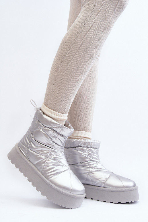 Schneestiefel mit Plateau in silberner Farbe Fionia