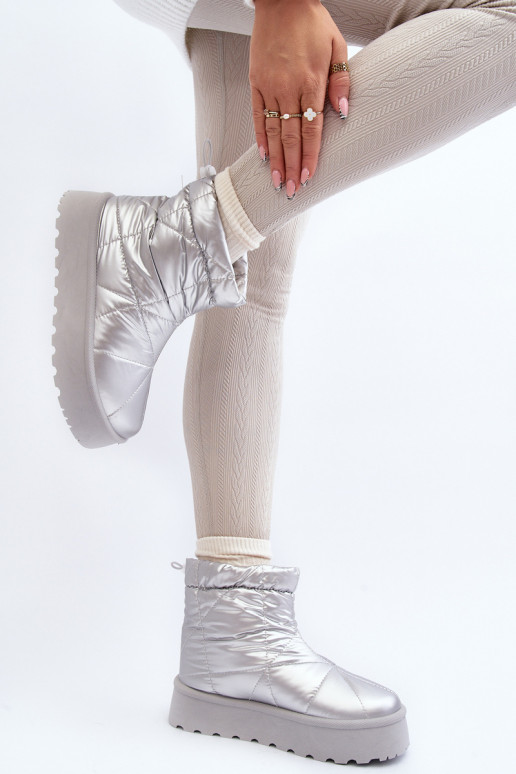 Schneestiefel mit Plateau in silberner Farbe Fionia
