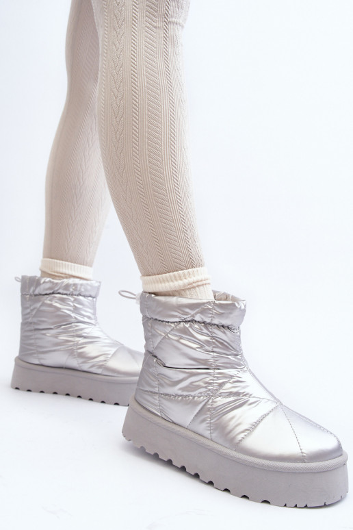 Schneestiefel mit Plateau in silberner Farbe Fionia