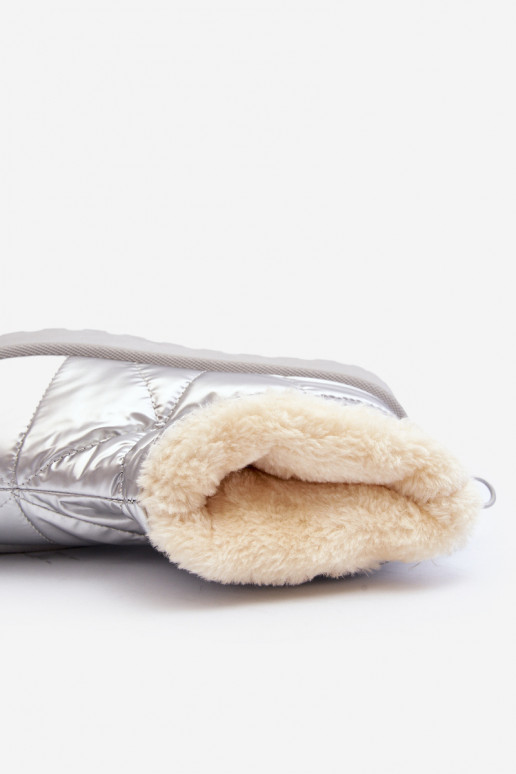 Schneestiefel mit Plateau in silberner Farbe Fionia