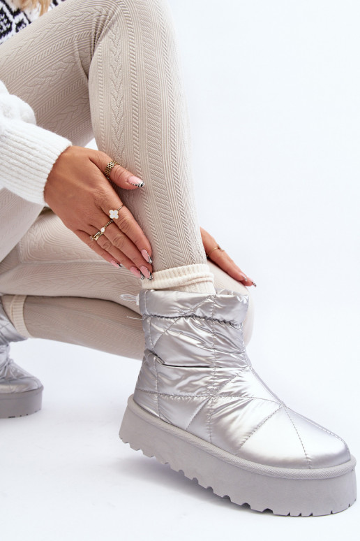 Schneestiefel mit Plateau in silberner Farbe Fionia