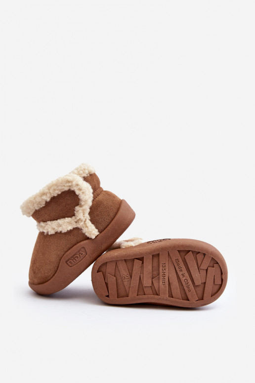 Kinder-Schneestiefel mit Klebeverschlüssen in der braunen Farbe Unitia