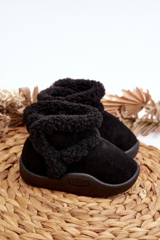 Kinder-Schneestiefel mit Klebeverschlüssen in der Farbe Schwarz Unitia