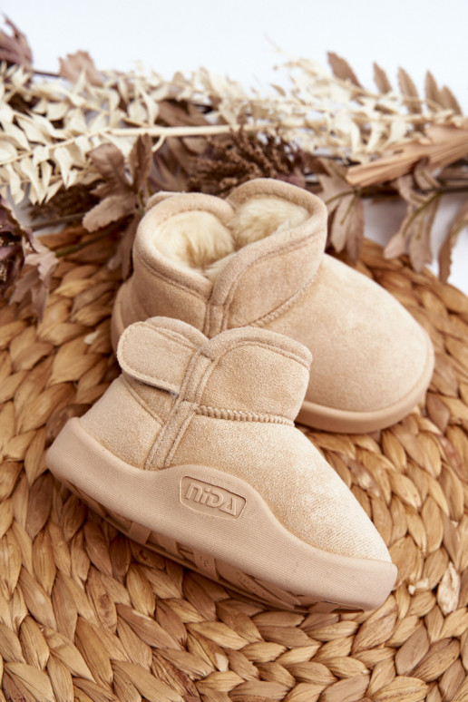 Gewärmte Kinder-Schneestiefel mit Fell innen in der Farbe Beige Benigna Gewärmte Kinder-Schneestiefel mit Fell innen in der Farbe Beige Benigna