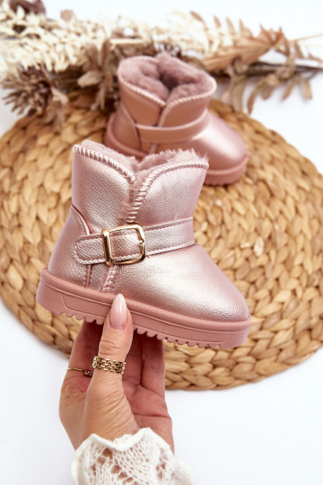 Kinder-Öko-Schneestiefel mit Riemen in Rosa von Orinor 2