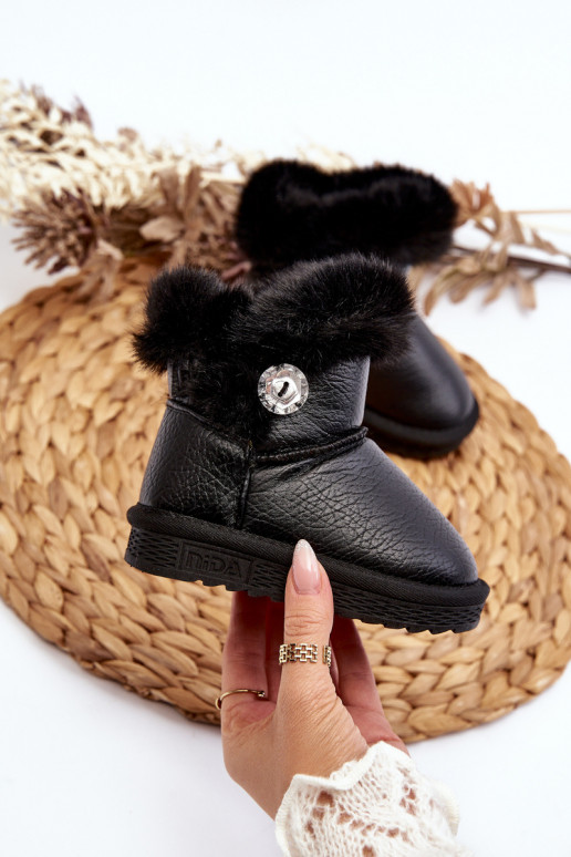 Gewärmte Schneestiefel mit Fell in der Farbe Schwarz Bessie