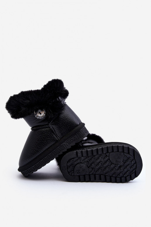 Gewärmte Schneestiefel mit Fell in der Farbe Schwarz Bessie