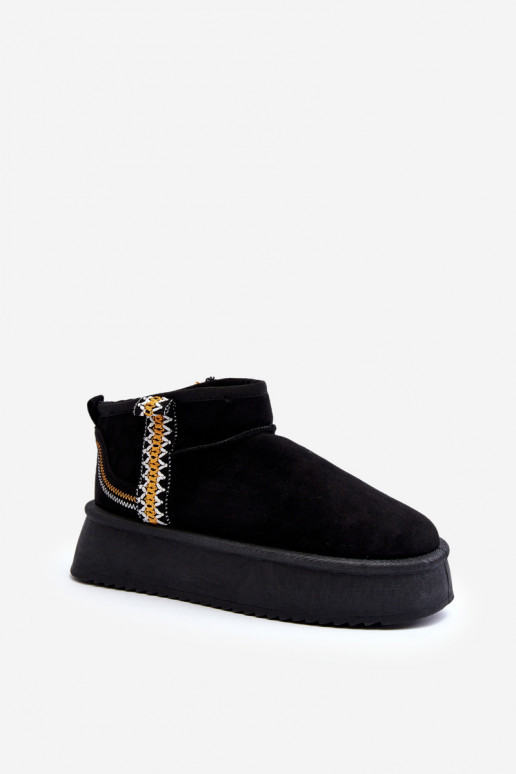 Gemusterte Plateau-Schneestiefel aus schwarzem Udra Gemusterte Plateau-Schneestiefel aus schwarzem Udra