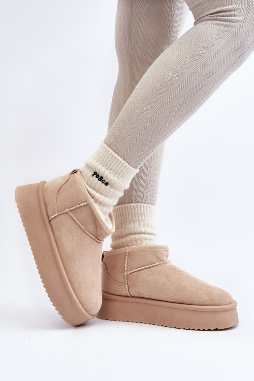 Schneestiefel mit massiver Sohle beige Caliksa