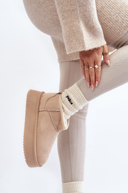 Schneestiefel mit massiver Sohle beige Caliksa