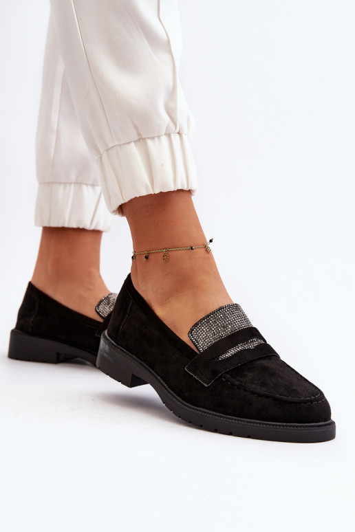 Verzierte Mokassins in schwarzer Farbe für Dananei