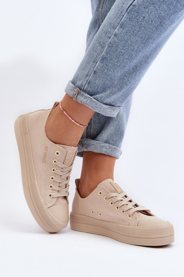 Beigefarbene Textil-Sneaker von Staneva 2