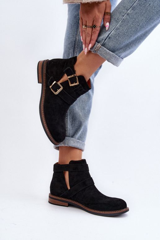 Stiefel mit weitem Absatz und Streifen in Schwarz von Melviana