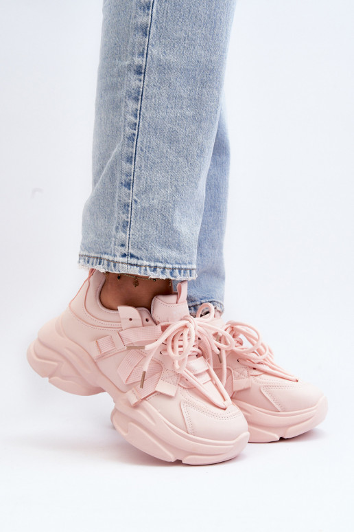 Sneakers-Modellschuhe mit modischen massiven Sohlen in der rosa Farbe Windamella