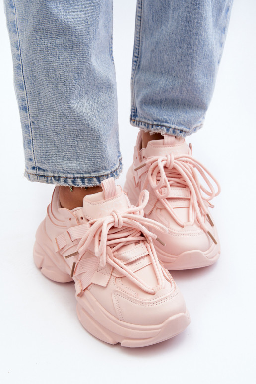 Sneakers-Modellschuhe mit modischen massiven Sohlen in der rosa Farbe Windamella