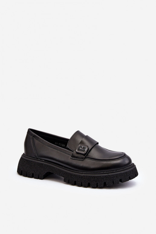 Damenmokassins mit Riemen in der Farbe Schwarz Flanila Damenmokassins mit Riemen in der Farbe Schwarz Flanila
