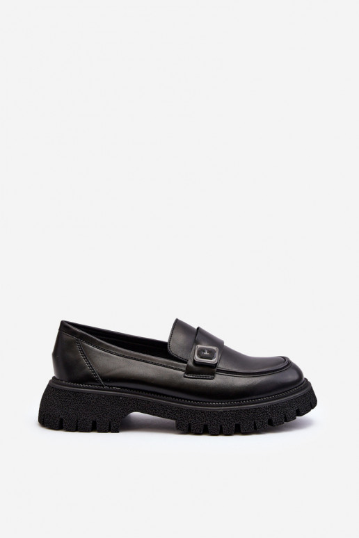 Damenmokassins mit Riemen in der Farbe Schwarz Flanila Damenmokassins mit Riemen in der Farbe Schwarz Flanila