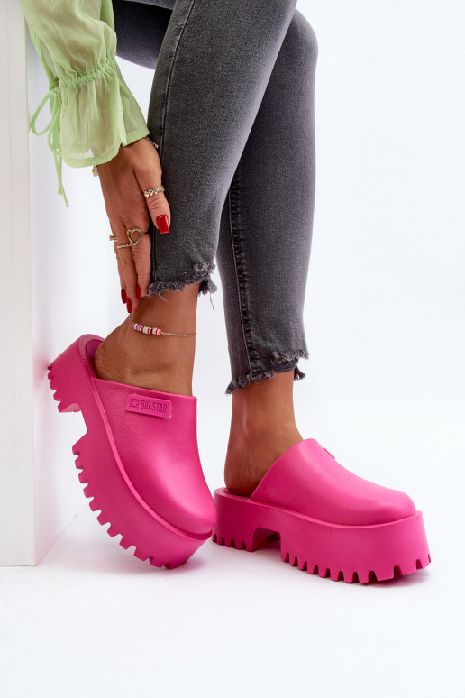 Damenhausschuhe mit modischer massiver Sohle Big Star NN274019 rosa Farbe