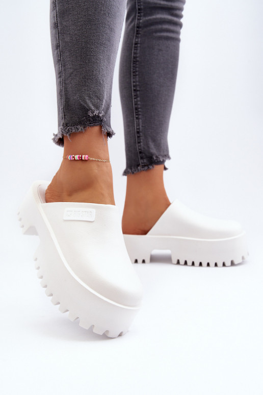 Hausschuhe mit modischer massiver Sohle Big Star NN274015 in weißer Farbe