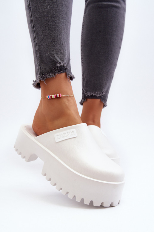 Hausschuhe mit modischer massiver Sohle Big Star NN274015 in weißer Farbe