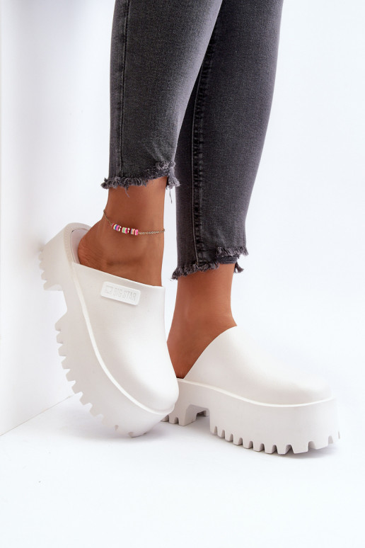 Hausschuhe mit modischer massiver Sohle Big Star NN274015 in weißer Farbe