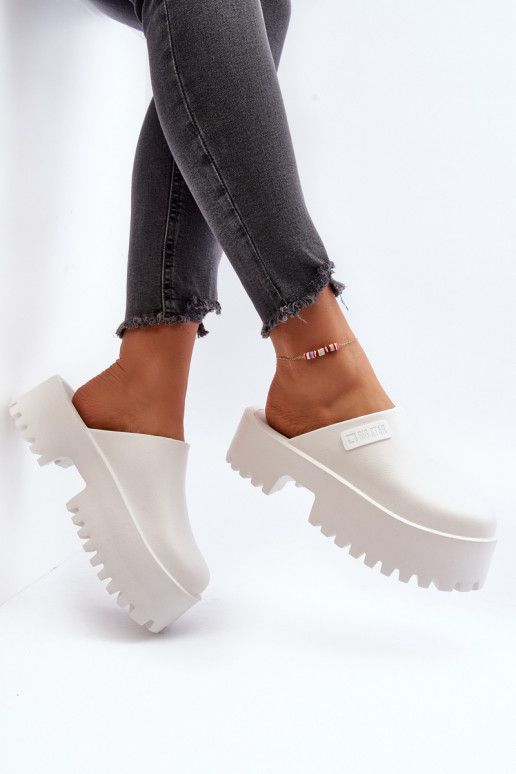 Hausschuhe mit modischer massiver Sohle Big Star NN274015 in weißer Farbe