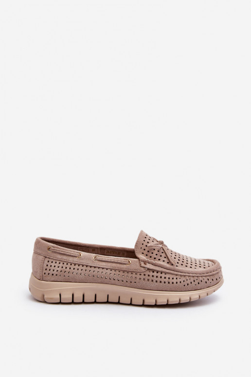 Damenmokassins mit Bändern in Beige Reece
